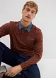 Poloshirt met geweven kraag, lange mouw, bonprix