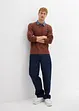 Poloshirt met geweven kraag, lange mouw, bonprix