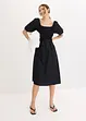 Midi jurk met pofmouwen en gesmokt detail, bonprix