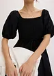 Midi jurk met pofmouwen en gesmokt detail, bonprix