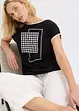 Shirt met opvallende print en biezen in een contrastkleur, bonprix