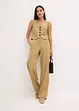 High waist bandplooibroek met linnen, bonprix