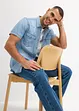 Spijkeroverhemd met korte mouw van biologisch katoen, slim fit, bonprix