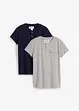 Henley T-shirt met biologisch katoen, korte mouwen ( set van 2), bonprix