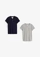 Henley T-shirt met biologisch katoen, korte mouwen ( set van 2), bonprix