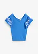 Gebreide top met zijde en mouwen van chiffon, bonprix