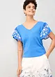 Gebreide top met zijde en mouwen van chiffon, bonprix