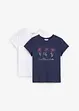 Basic T-shirt met print (set van 2), bonprix