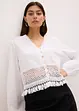 Blouse met crochet inzetstuk en franjes, bonprix