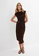Gedrapeerde midi jurk in een geribde look, bonprix