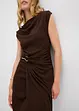 Gedrapeerde midi jurk in een geribde look, bonprix