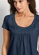 Katoenen shirt met kant, korte mouw, bonprix