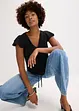 Blouse met volantmouwen in een glanzende look, bonprix