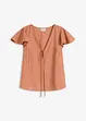 Blouse met volantmouwen in een glanzende look, bonprix
