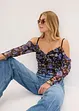 Cold shoulder shirt van lichte mesh, bonprix