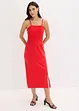 Midi-jurk van stevige jersey met smokinzet en split, bonprix