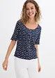 Geribd shirt met bloemenprint, halflange mouw, bonprix