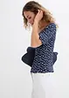 Geribd shirt met bloemenprint, halflange mouw, bonprix