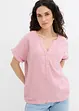 Mousseline blouse met knoopsluiting en zak, bonprix
