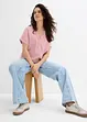 Mousseline blouse met knoopsluiting en zak, bonprix