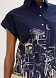 Oversized popeline blouse van katoen met korte mouwen, bonprix
