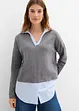 Fijn gebreide trui met blouse-inzet, bonprix