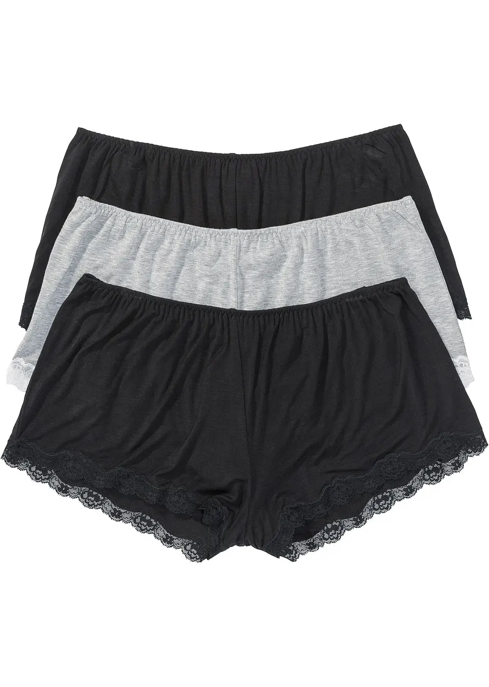 Trendy boxershort met kant zwart lichtgrijs gemeleerd