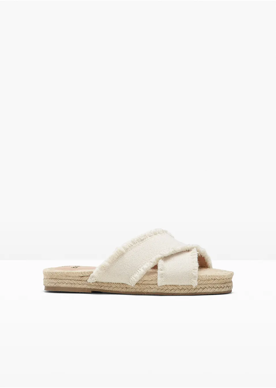 Zomerse slippers met franjes beige