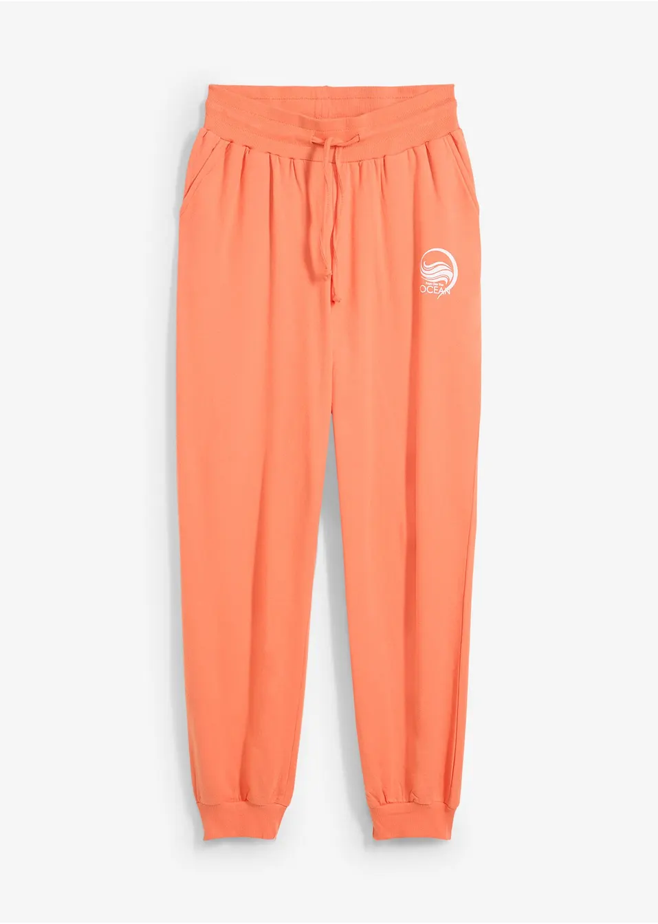 Comfortabele sweatpants met elastische tailleband zalm/wit