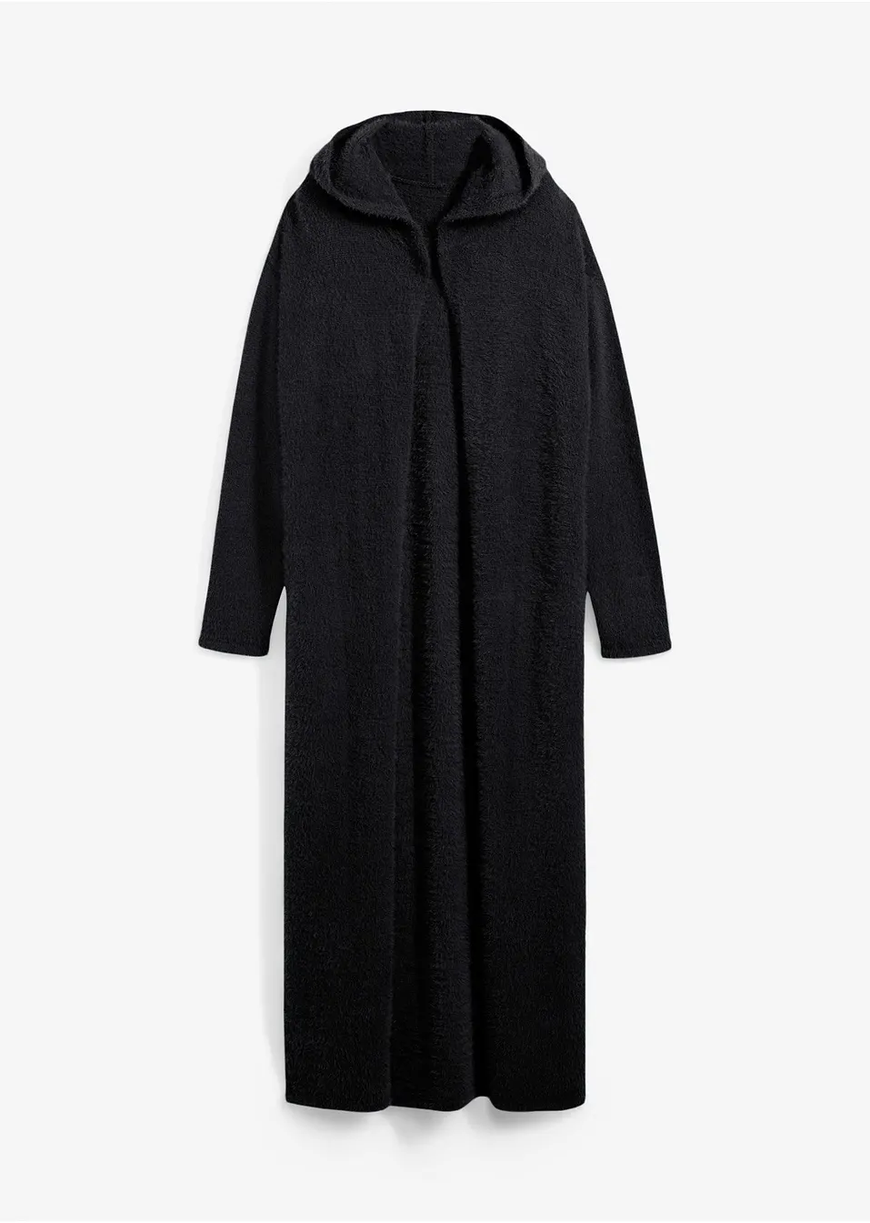 Fisoew Gebreid vest dames lang, cardigan dames langarm oversized gebreide mantel open voorzijde trui jas met zakken., zwart, L